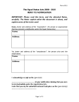 Form ES 2 Equal Status Response to Complaint Notification front page preview
                  